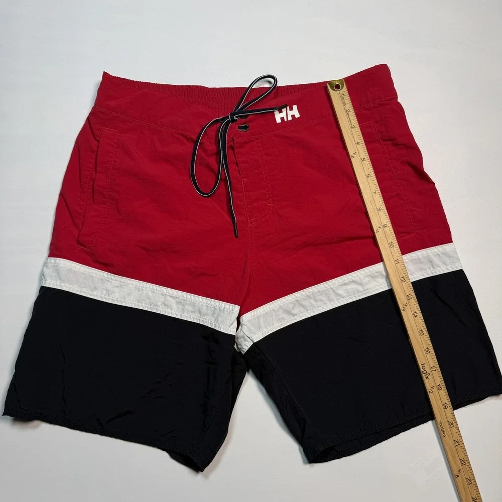 Helly Hansen Mens Swim Shorts 36 Red Black Colorblock Mesh Lined Pockets